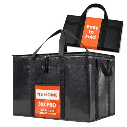 NZ home PRO Large Insulated Food Delivery Bag (3XL, Black, 1 Pack) - color: Black, size: 3XL (PRO)