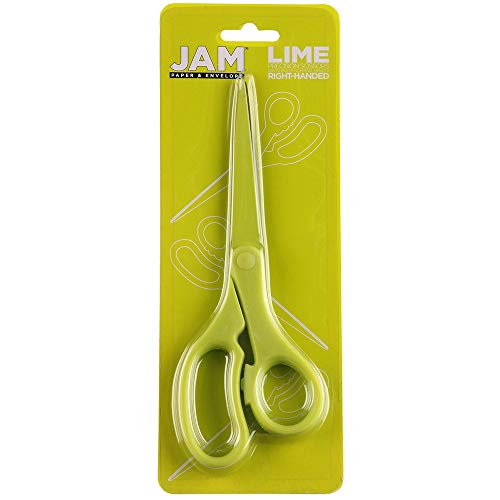 JAM PAPER Multi-Purpose Precision Scissors - 8 Inch - Neon Lime Green - Ergonomic Handle & Stainless Steel Blades - Sold Individually - color: Lime Green, size: Standard (8 Inch)