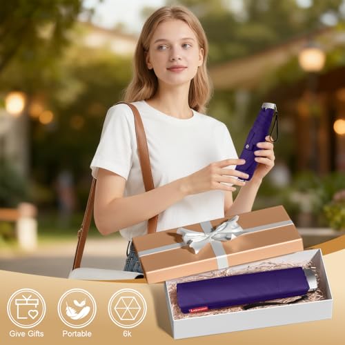 Lejorain Travel Umbrella Compact Flat Small Folding Windproof Lightweight for Women Men - color: 12.Dark Purple