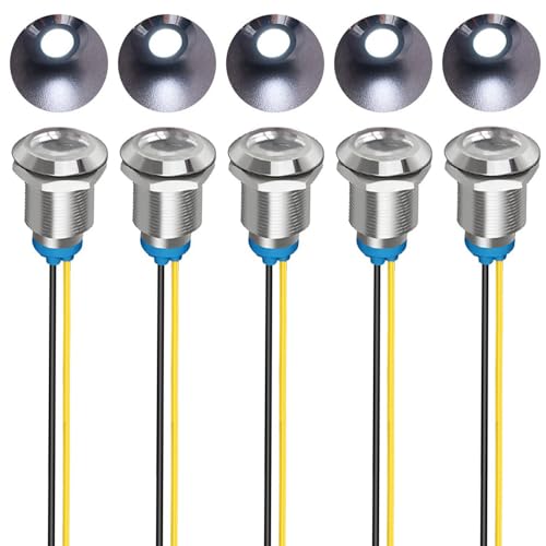 Gebildet 5pcs 12mm LED Metal Indicator Light 110V-220VAC Waterproof Signal Lamp (White) - color: White 110V