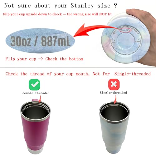 2 Pack Flip Straw Lid Replacement for Stanley 30 oz Cup Accessories, Leakproof Detachable Lids for 30 ounce Stanley Quencher H2.0 & ProTour Tumbler (Cream, White) - color: Cream & White1.0, size: 30oz