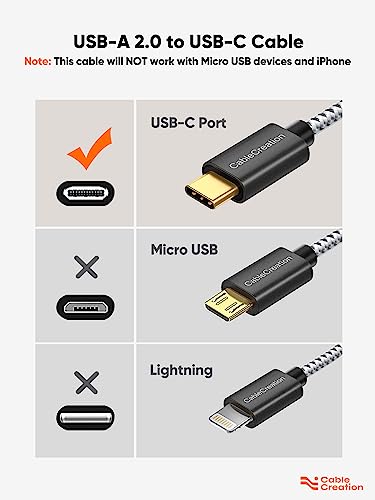 Short USB C to USB A 6inch,USB A to Type C Cord for iPhone/Laptop/Carplay | Anti Tear Braided, 0.5ft~10ft, 3A Fast Charging, 480Mbps, 56Kohm Pull-up Resistor,for Powerbank Cellphone Android Auto - color: Black, size: 0.5FT