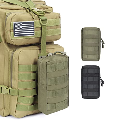 Azarxis Molle Pouches, Tactical Compact EDC Small Utility Pouch Waist Bags Sundries Storage Admin Organize Gear Gadget for Military Backpack - color: #01 Green - 8.28"x4.33" - 2 Pack