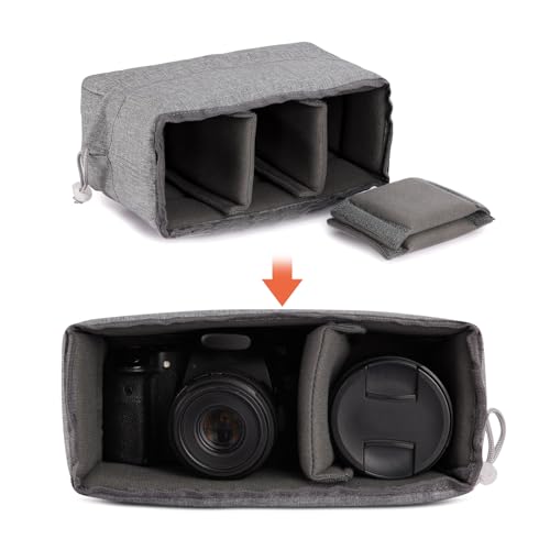Koolertron Waterproof DSLR Camera Bag with Removable Insert, Adjustable Compartments, Fits in Camera Bags - Protective Case for DSLR/SLR Cameras & Accessories - color: Gray