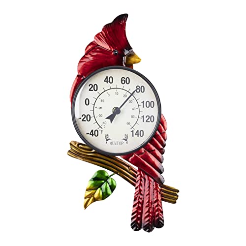 MUMTOP Outdoor Thermometer, Cardinal Outside Decor for Patio, Yard, Garden