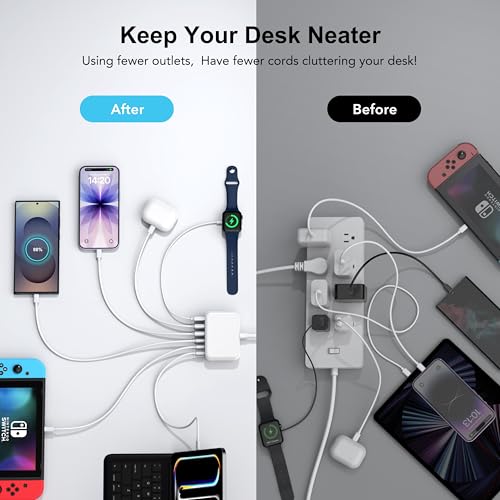 USB C Charger Block, GaN Fast USB Charging Station Hub with 100W Max 6-Port - color: A-White, size: 100W