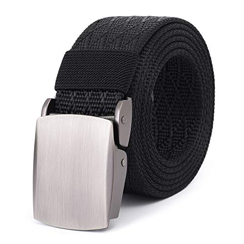 Mile High Life | Nylon Web Belt | Outdoor Military Belt | TSA Safe Buckle Plastic/Metal - color: Black Metal