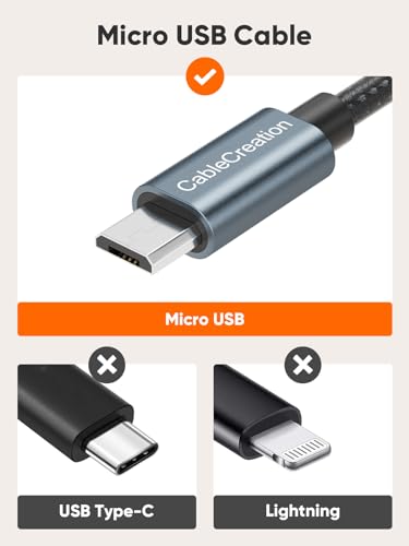 CableCreation Micro USB Cable 0.5FT, Micro USB to USB Cable Triple Shielded - color: Grey, size: 0.5FT