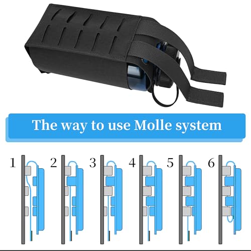 Water Bottle Pouch Molle,Water Bottle Holder with Quick Release Buckle for 32oz Water Bottle,Water Bottle Carrier for Backpack Belt Vest - color: BLK