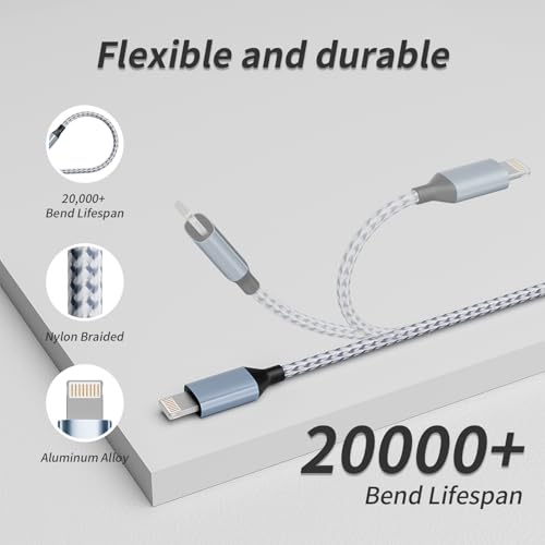 Multi Charging Cable(3Pack 4FT), 3 in 1 Charging Cord for Multiple Devices | Nylon Braided Multiple Charger Cord, USB Cable Universal Charger with Type-C, Micro USB and IP Port for Cell Phones and More - color: Gray White, size: 3Pack 4 ft