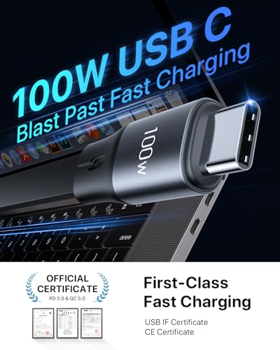 CAFELE 100W Retractable USB-C to USB-C 5A Fast Charging 3-in-1 Cable, Features Magnetic Charging and Overheating Protection, 4.5-Foot USB Type-C for Phone, Notebook, Pad, Watch（Gray） - color: Grey-4