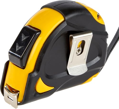 Amazon Basics Self-Locking Tape Measure with Belt Clip, 33 feet (10 m), Inch/Metric Scale, MID Accuracy, Black, Yellow - color: Black, Yellow, size: 10.1 m