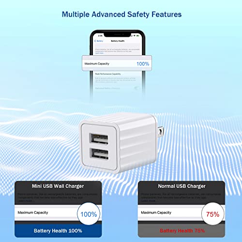iPhone Fast Charger,Dual Port Wall Charger 2Pack[Apple MFi Certified]10Feet | Fast Charging Extra Long Lightning Cable Cord Double Wall Charger Adapter Block Plugs for i Phone 14 13 12 11 Pro Max XS XR X - color: White 10FT A-L