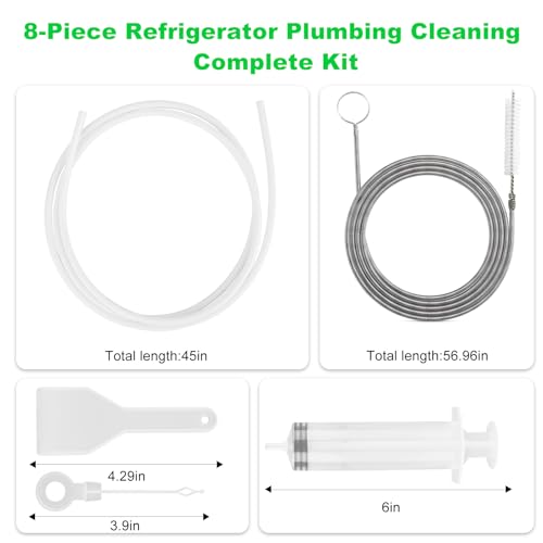 8 PCS Refrigerator Drain Cleaning Tool - Fridge Water Line Cleaner Kit | Include Long Tube Brush Cleaner, Fridge Waterline Buddy For Refrigerator Water Line Cleaner - Water Dispenser Cleaning Kit