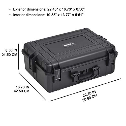 MEIJIA Portable Waterproof Protective Hard Case, Camera Case with Customizable Fit Foam Inserted,Fit Use of Drones,Camera,Equipments, Elegant Black (22.4"X16.73"X8.46") - size: 22.4" x 16.73" x 8.46"