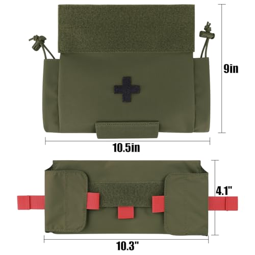 PETAC GEAR Tactical First Aid Drop Dump Pouch, Micro Medical Trauma Roll Up Drop Pouch EMT IFAK Sub Abdominal Carrying Bag with Hook-N-Loop (RG) - color: Rg