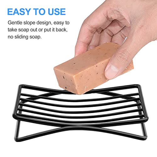 Soap Dish Bar Soap Holder for Shower Bathroom, Stainless Steel Self-draining Sponge Holder for Kitchen Sink Bathtub, Easy Cleaning Quick Dry, Black - color: Black-1 Pack