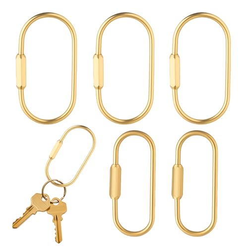5-Pcs Bag Charm Clasp Oval Key Ring for La-bubu Bag Charm Carabiner Gold Keychain Clip Bag Charms Clip