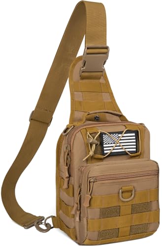 GMAK Tactical Sling Bag for Men, Tactical Shoulder Bag Military Sport Bags - color: Khaki