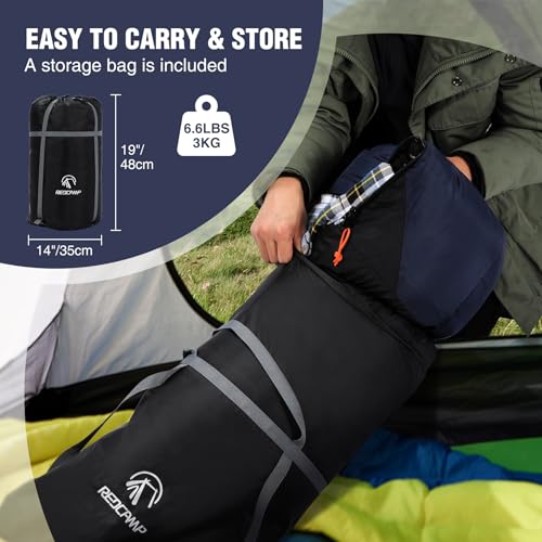REDCAMP Cotton Flannel Sleeping Bag for Camping Backpacking, Adults Cold Weather Envelope Sleeping Bags with 2/3/4/6lbs Filling - color: Widened Navy Blue With 4lbs Filling