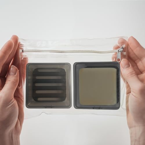 Travel Soap Container with Draining Layer, Square Soap Dish Bar Soap Holder for Shower with Lid Soapbox Bathroom Soap Dishes fit Dr Squatch Bars for Traveling Vonpri (Transparent Black) - color: Transparent Black