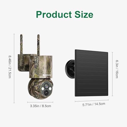 4G LTE Cellular Trail Camera with SIM, Solar, 2K 360° PTZ, No WiFi | Live View, Color Night Vision, Motion Detection, Camouflage, Hunting, Wildlife, Remote App View, Solar Powered, Waterproof