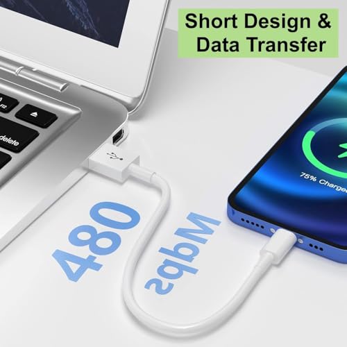 [Apple MFi Certified] Short iPhone 17 Charger Fast Charging, 8Inch 5 Pack USB to Type-C Cable Fast iPhone Charging Cables High Speed Data Sync Transfer Cord for iPhone 17 16 15 Pro/iPad/Airpods - color: White 5Pack