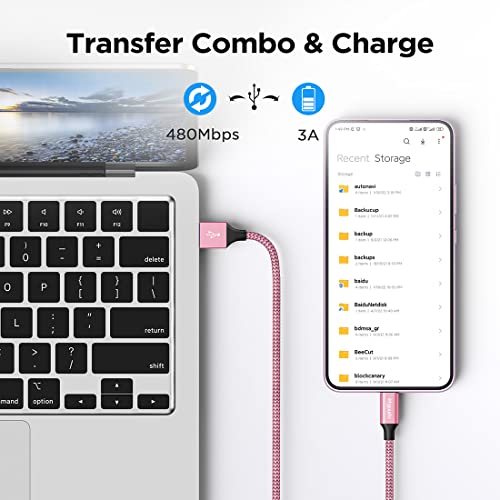 etguuds 4ft USB A to USB C Cable, 2Pack Fast Charging Cord Type C Charger - color: Pink, size: 4ft