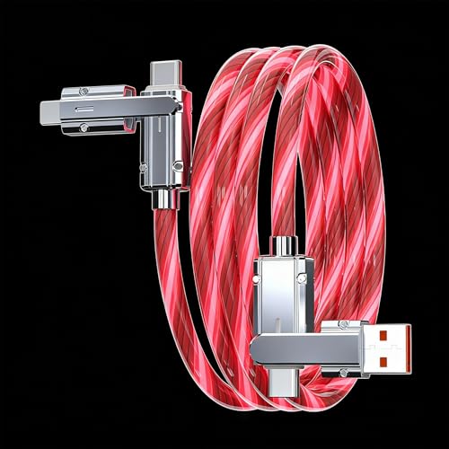 USB Cable PD Fast Charger Lighted Up (USB 4IN1 Red),Supports Data Transfer, can be Used as a Night Light, Cable Length Approx. 39 inches, Compatible with Most Devices. - color: USB 4IN1 Red
