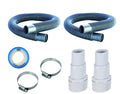 Pool Filter Hose Kit - 2 Pack - 1.25 in x 6 ft - PTFE | 72 in Length, Silver Finish, Includes 2 Adapters, 2 Clamps, Thread Seal Tape Roll, Universal Equipment Fit - size: 1.25" - 6 Feet (2 Pack)