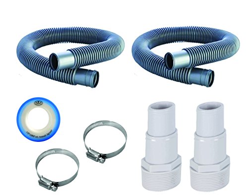 Filter Hose Kit - Clamps/Adapters - 1.5 in 3 ft & 6 ft - PTFE | Above Ground Pools, 2 Pack Set, 9 ft Total Length, 0.125 in Wall Thickness, Sand Pump Systems - size: 1.5" - 3 Feet + 6 Feet (2 Pack)