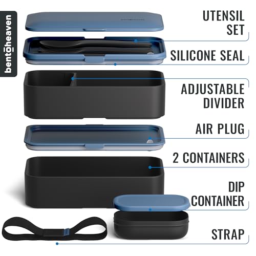 Bentoheaven Bento Box Adult, Stackable Lunch Box, 40 oz, Steel My Heart - color: Steel My Heart