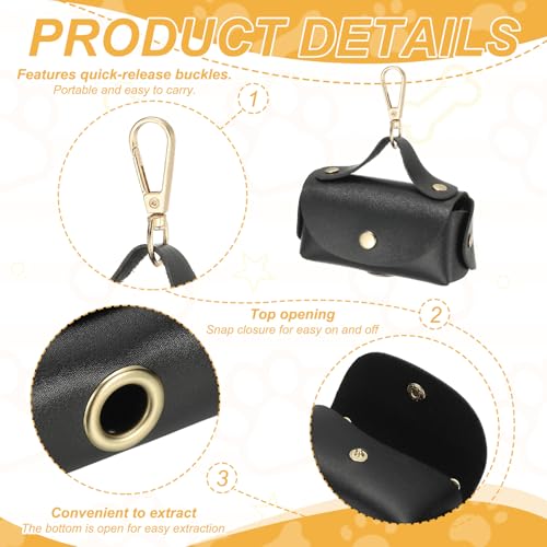 Dog Poop Bag Holder, Leather Pet Waste Bag Dispenser for Leashes Portable Reusable Easy Cleanup Pouch(1Pcs, Black), Intended for Outdoor/Travel/Walking with Dog - color: Black