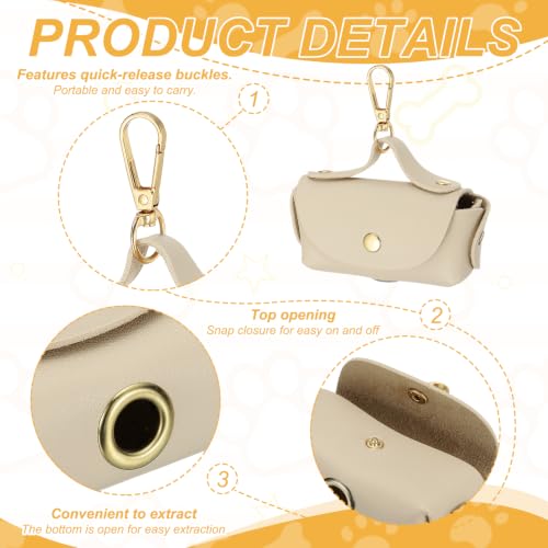 Dog Poop Bag Holder, Leather Pet Waste Bag Dispenser for Leashes Portable Reusable Easy Cleanup Pouch(1Pcs, Khaki), Intended for Outdoor/Travel/Walking with Dog - color: Khaki