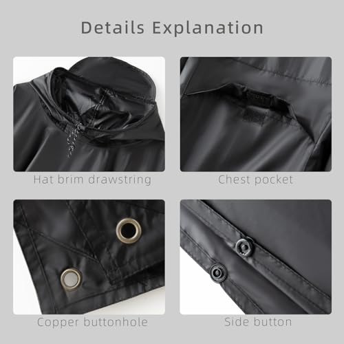 Multi functional cape hooded raincoat suitable for outdoor camping and hiking, suitable for both men and women - color: Black