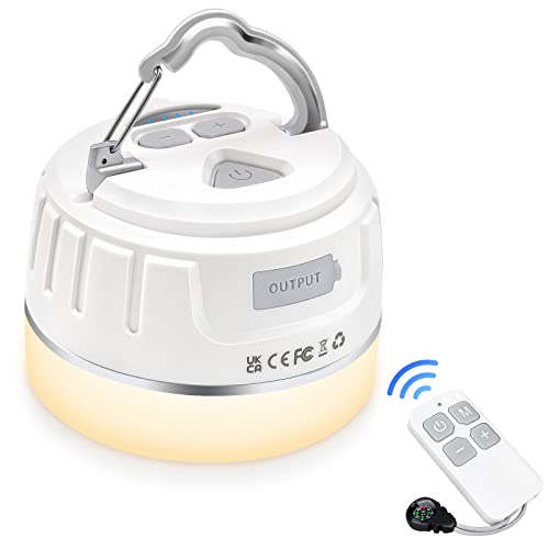 Sinvitron LED Camping Lantern Rechargeable with Remote Control - 1000LM 150H Runtime Tent Light, 5200mAh Water-Resistant Emergency Light for Hurricane Power Outages, Hiking Home - style: 1Pack White