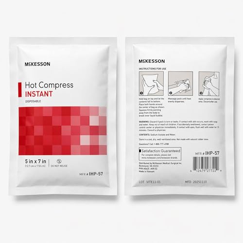 McKesson Instant Hot Packs, Instant Hot Compress, 5 x 7 in | Instant Hot Pack,Sodium Acetate / Water,Disposable,5 X 7 Inch - color: Red, size: 5x7