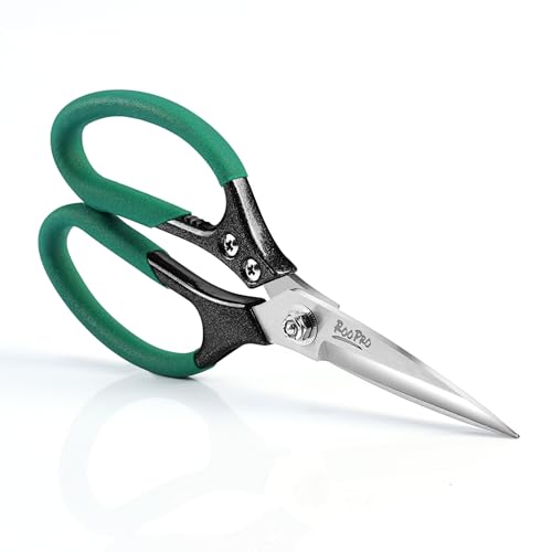 Utility Scissors All Purpose Heavy Duty 8.5 inch Sharp Blades | Stainless Steel,Aluminum Alloy Handle for Cutting Cardboard,Carpet,Fabric,Leather,Rope,Rubber,Plastic and Kitchen or Work Use - color: Green