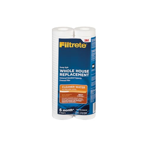 Filtrete Standard Capacity Whole House Grooved Water Filter, 5 Microns, Universal Filter, Sump Style Drop-In Filter, 2-Filters (4WH-STDGR-F02) - size: 2 Count (Pack of 1), style: 4WH-STDGR-F02