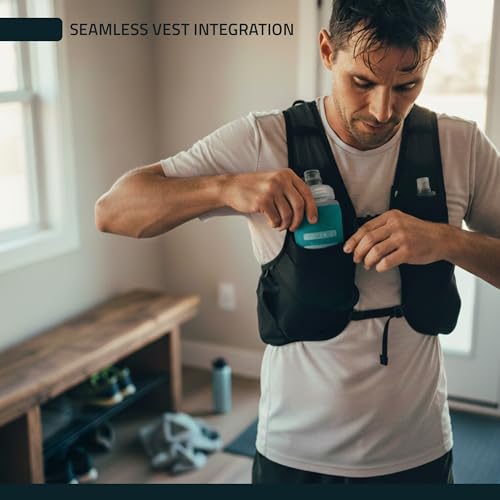 FITLY Soft Flask - Shrink As You Drink Soft Water Bottle for Hydration Pack - Folding Water Bottle Ideal for Running, Hiking, Cycling, Climbing & Rigorous Activity - color: Blue, size: 17 Ounces