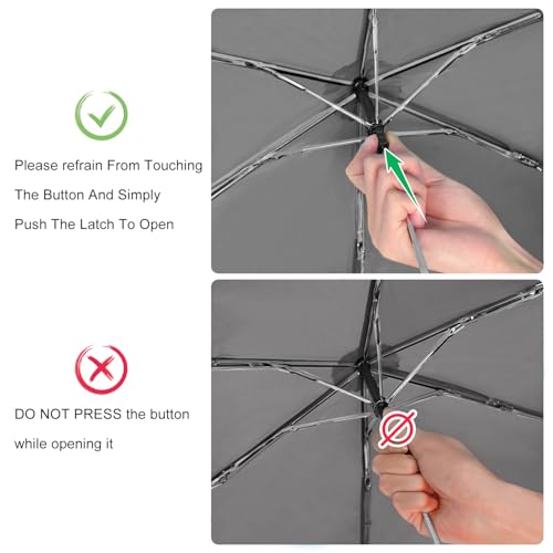 Lejorain Travel Umbrella Compact Flat Small Folding Windproof Lightweight for Women Men - color: 13.Gray