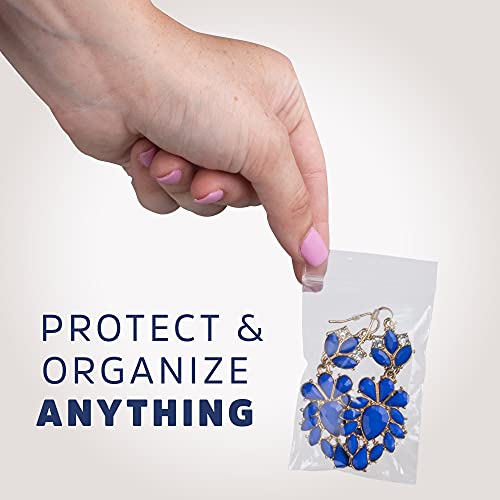 2" x 3" Small Zip Bags, 100 Pack, Clear Plastic Reclosable Poly Baggies, 2 mil with Resealable Zip Top Lock for Storage & Packaging Jewelry, Pills, Meds, Candy, Beads & Seeds. GPI - size: 2" x 3"