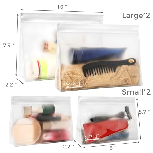 SPLF 4 Pack Leakproof Clear Toiletry bags, TSA Approved Quart Zipper Bags | BPA Free Travel Makeup Cosmetic Bags for Women Men, Carry on Airport Airline Compliant Bags - size: 2 Large 2 Medium