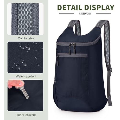 Lightweight Foldable Backpack,Travel Hiking Daypack Packable Bag | Dark Blue,20L Folding Backpack for Outdoor, Cycling,Camping, for Men and Women - color: Drak Blue