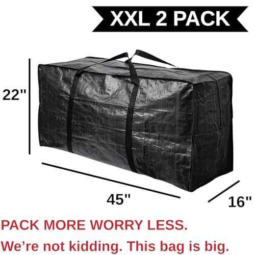 BAG-THAT! 68.5 GAL 2 Pack XXL Jumbo Extra Large Heavy Duty Stronger Handles Storage Bags Moving Totes Zippered Reusable Wrap Around Handle Storage Totes - size: XX-Large