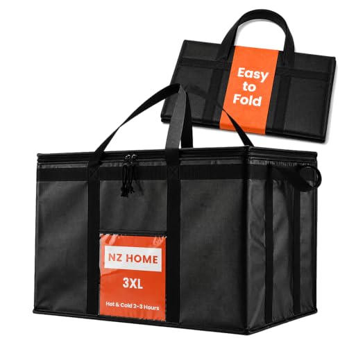 NZ home Insulated Food Bag, Portable Cooler Tote (3XL, Black, 1 Pack) - color: Black, size: 3XL