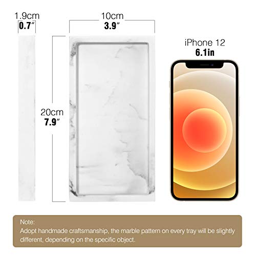 Luxspire Resin Bathroom Tray for Countertop Organizer, Mini, Gravel White | 8 x 4 inch, non-slip waterproof resin, easy wipe clean, fits bath kitchen vanity, holds jewelry toiletries soap - color: Gravel White, size: Mini