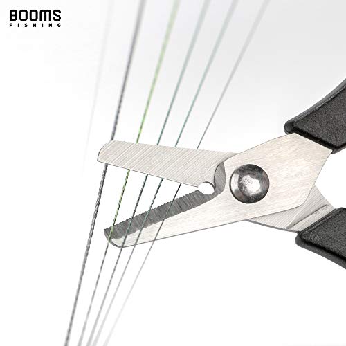 Booms Fishing S01 Fishing Scissors for Braided Line, Fishing Line Cutter Saltwater and Freshwater, Fishing Serrated Shears with Retractor, 3.9” Black - color: Black With Retractor