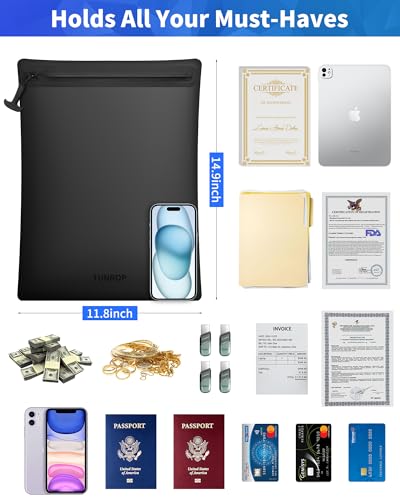 IPX8 Waterproof Document Bag: 15.3x11.8" Zipper Pouch