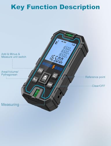 Laser Measuring Tool, RockSeed Portable Laser Measure, Digital Distance Measurement with 2 Bubble Levels, Laser Tape Measure with 5 Units Conversion - size: Large